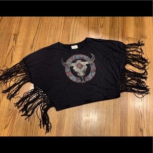 Ralph Lauren Cropped Fringe Sweatshirt